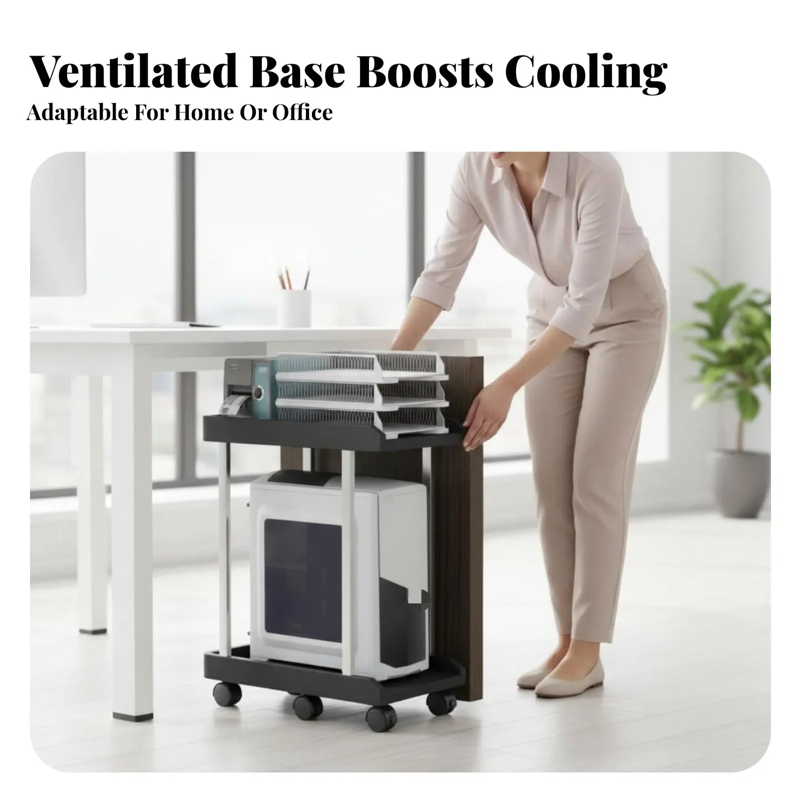 

PC case Stand Wheeled Design Mobile Computer case carrier Lockable Casters Space-Saving for Students, computer users