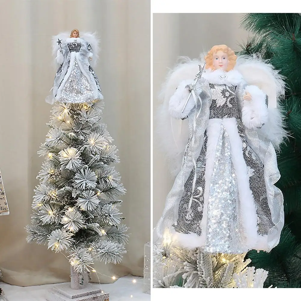 

Christmas Tree Decoration Golden Angel Dolls Tree Top Star LED Glowing Pendant Christmas Tree Top Decoratiostival decoration