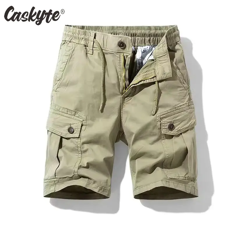 2026 Summer Solid Color Fashion Cotton Cycling Breeches Cargo Men Shorts Men Breathable Quick Dry Multi Pocket Hip Hop Shorts