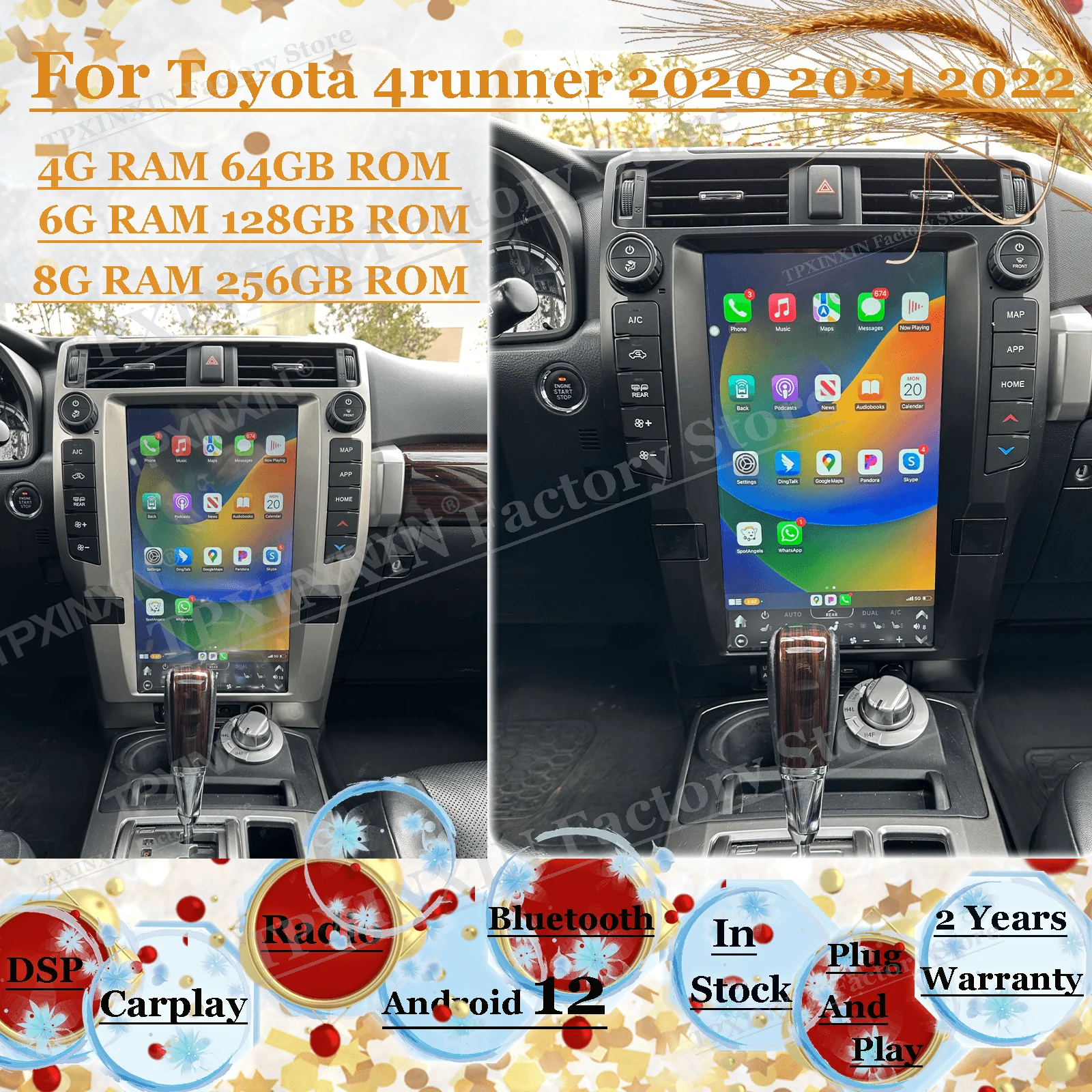 

Android 12 Tesl- Screen Radio Receiver For Toyota 4Runner 2010 2011 2012 2013 2014 2015 2016 2017 2018-2022 GPS Navi Head Unit