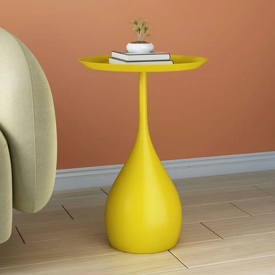 Mesa de centro de hierro forjado para sala de estar, pequeña y redonda mesita de noche, mueble de estilo nórdico, varios tamaños