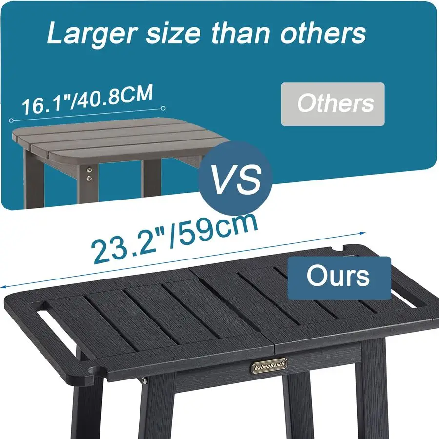 مقاعد الدش، مقعد استحمام أسود لأرجل الحلاقة مع رف، مقعد كرسي الحمام المقاوم للماء، مقبض مقاوم للطقس وغير قابل للانزلاق #5