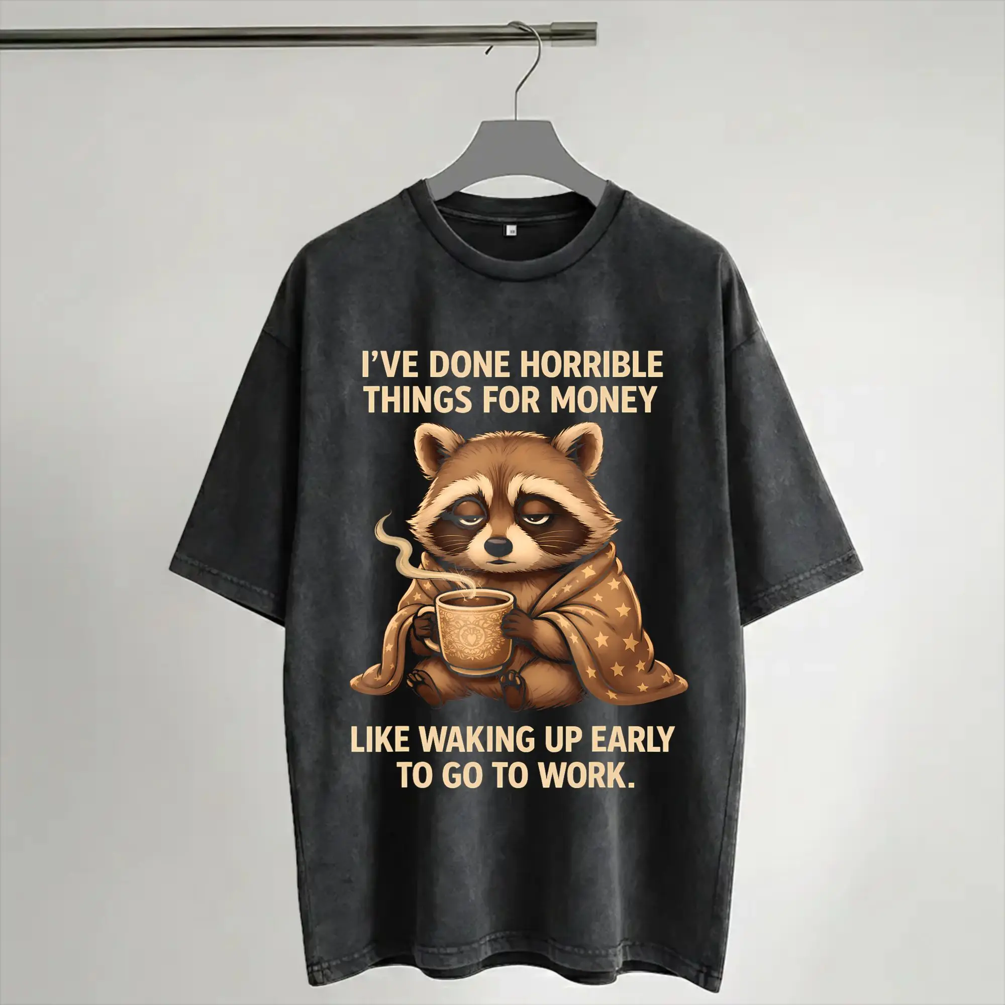Harajuku Washed Shirt I've Done Horrible Things for Money Outfit Fashion T-Shirts Oversize  Streetwear