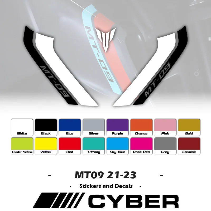 MT09 Two-color Design Intake Pipe Fairing Shell Line Sticker Decal For YAMAHA MT-09 SP New Fuel Tank Sticker Decal 2021-2023