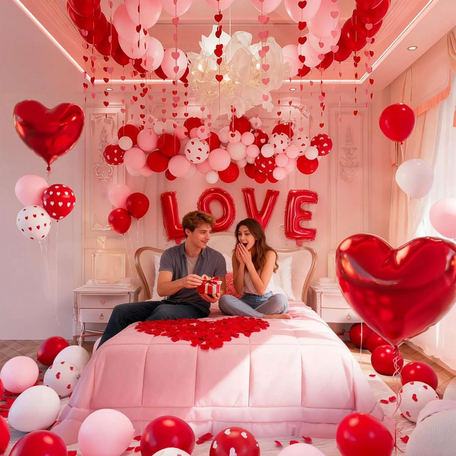 Ballons de décoration de chambre pour la Saint-Valentin, ballons romantiques en forme de cœur, ballons "LOVE", pour les demandes en mariage, les anniversaires et les décorations surprises.