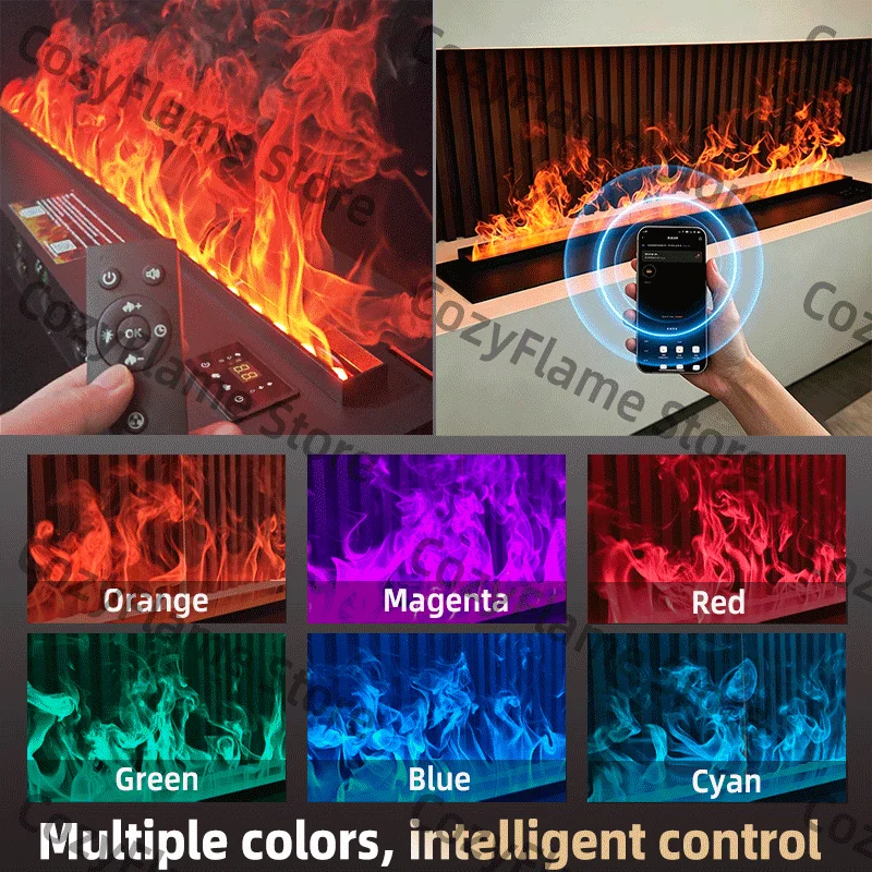 3D Atomizing Fireplace, APP Controlled Steam Flame, ECO Decoration Customized Atomizing Smart Indoor Water Fireplace