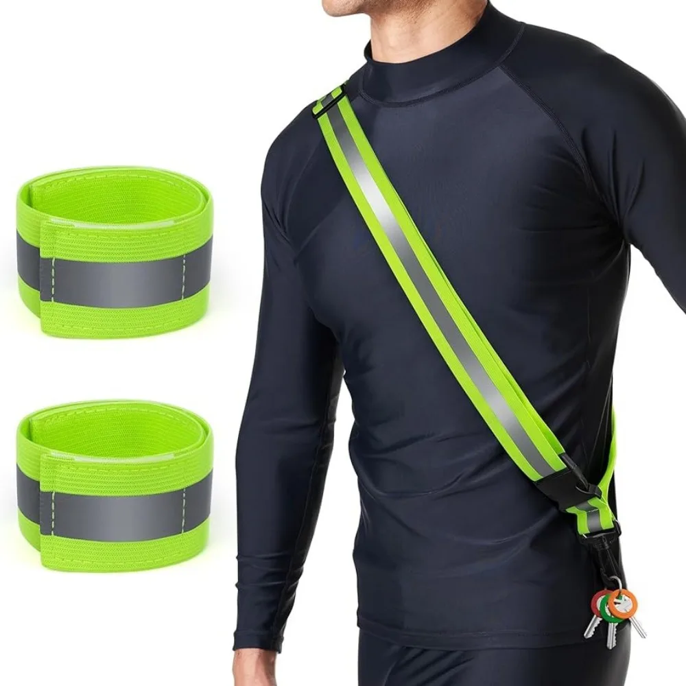 Reflective waistband for night walking, high visibility reflective running gear for men and women, 2 reflective armbands