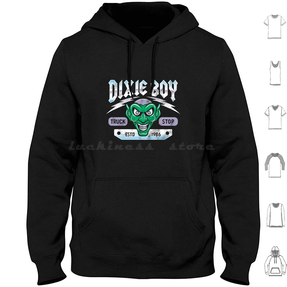 Dixie Boy Truck Stop-Overdrive-Vintage Horror Hoodie Cotton Long Sleeve Overdrive Horror Movie Vintage Distressed Truck Stop