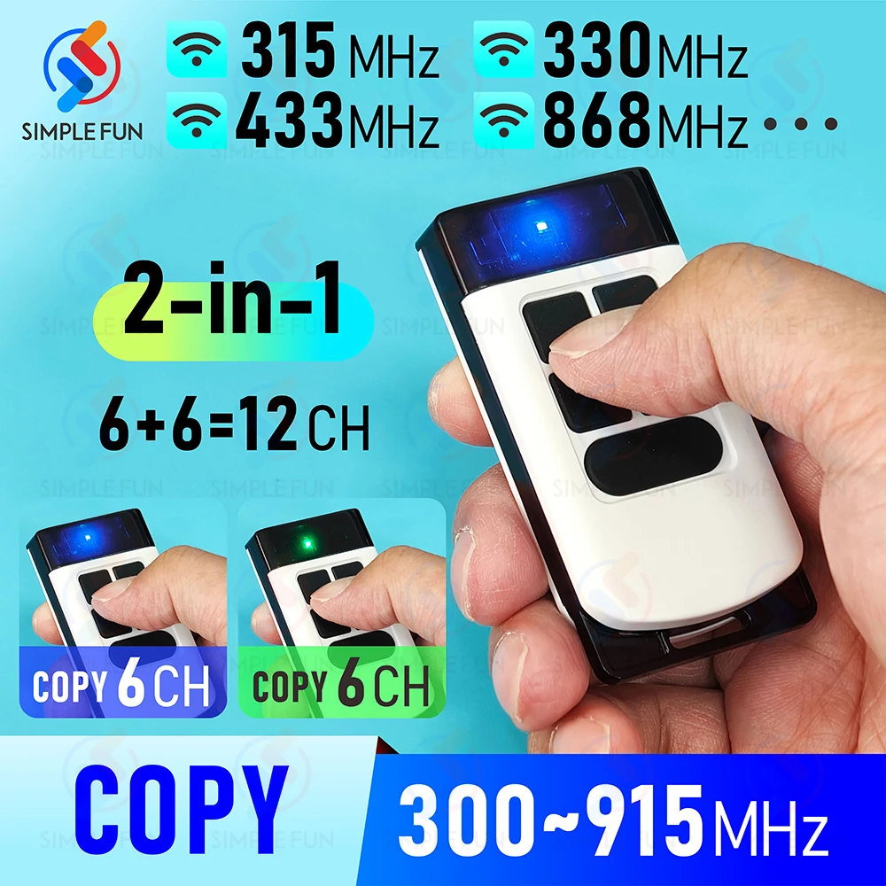 

433Mhz 330Mhz 868Mhz Copy Remote Control 12-Channel Nice Came Doorhan 300~915Mhz Duplicator Garage Door Opener Clone Transmitter