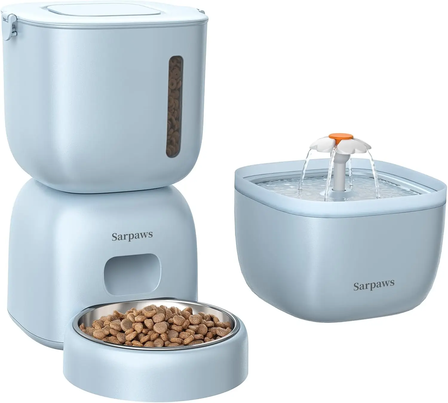 

Automatic Cat Feeder with Timer, Locking Lid, Desiccant Bag, Programmable Portion Control, 4 Daily Meals, Voice Recorder - Blue