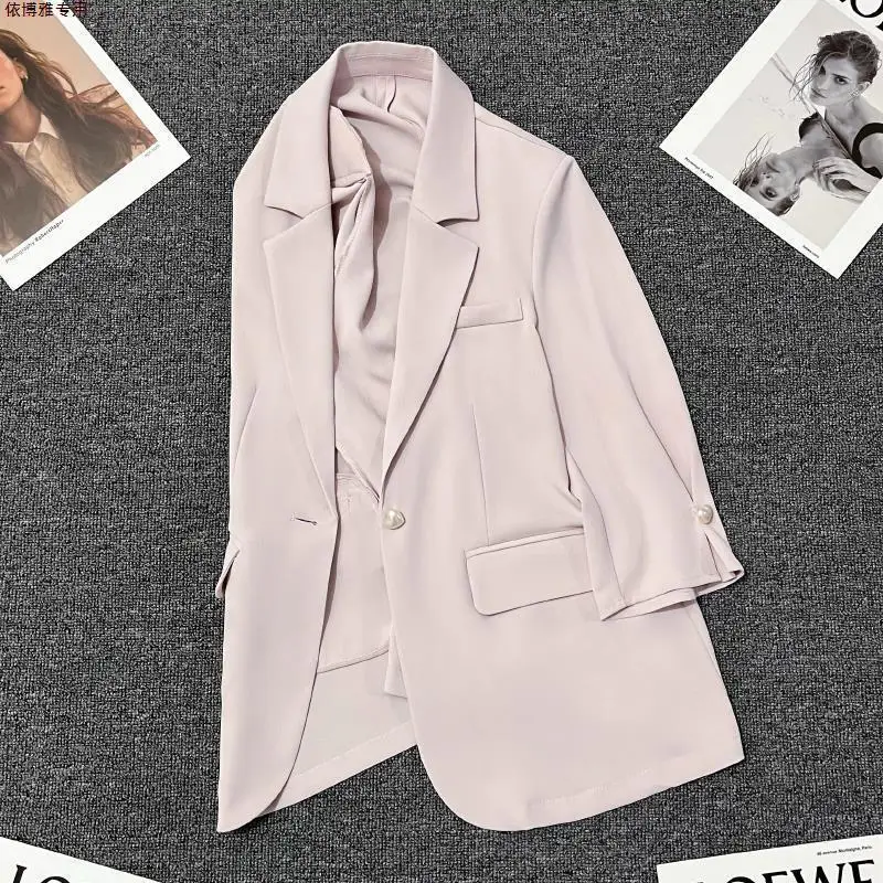 

Women'S Blazer Coat Overcoat Female Commute Short Summer Streetwears Wrap Beige Khaki Green Gray High Classic Buttons Textured