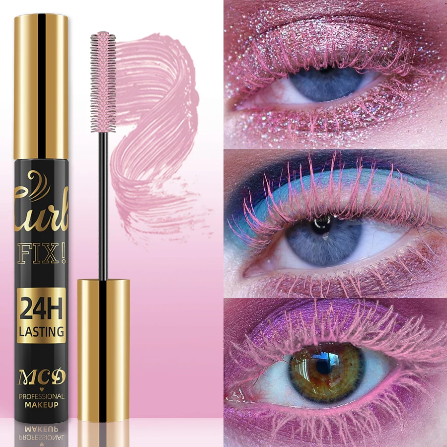 Mascara Curl Thick Lengthening Eyelash Mascara Waterproof Eyelash mask Non-smudge Pink Natural Curling Fine Brush Mascara Makeup