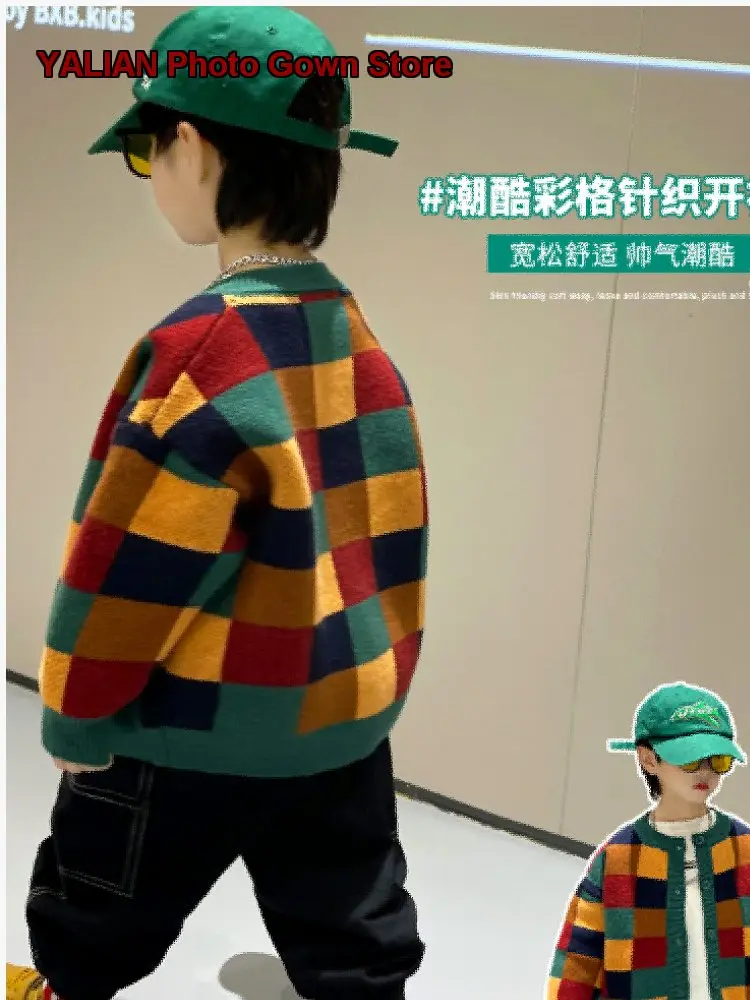 Boys Cardigan Kids Autumn Spring Knit Cardigan Stylish Casual Jacket Handsome Baby Coat