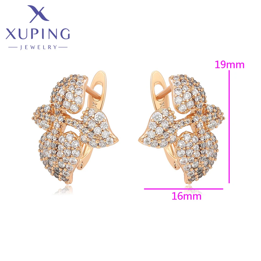 Xuping Jewelry New Arrival Fashion Leaf Women Shaped Earring with Gold Color X000000978