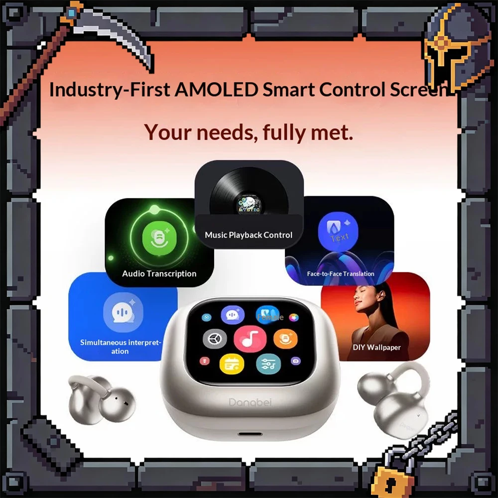 DangBei Air1 Gaming Earphones 12mm Giant  Circle Wireless Headphones High-End AMOLED Wonderful Control Screen Support Bluetooth