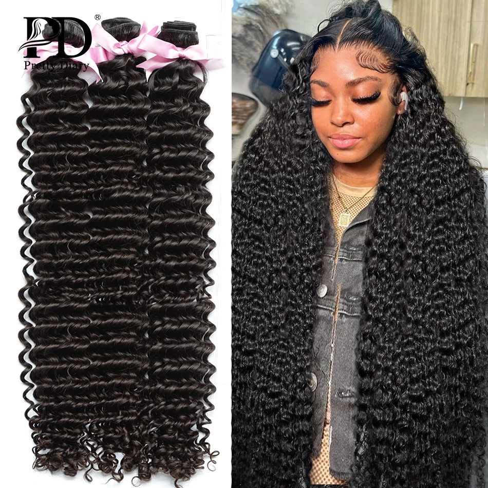 3 4 Bundles Raw Hair Extensions 30 32 Inch Loose Deep Wave Human Hair Weaves Bundles Brazilian Curly Double Weft Wholesale