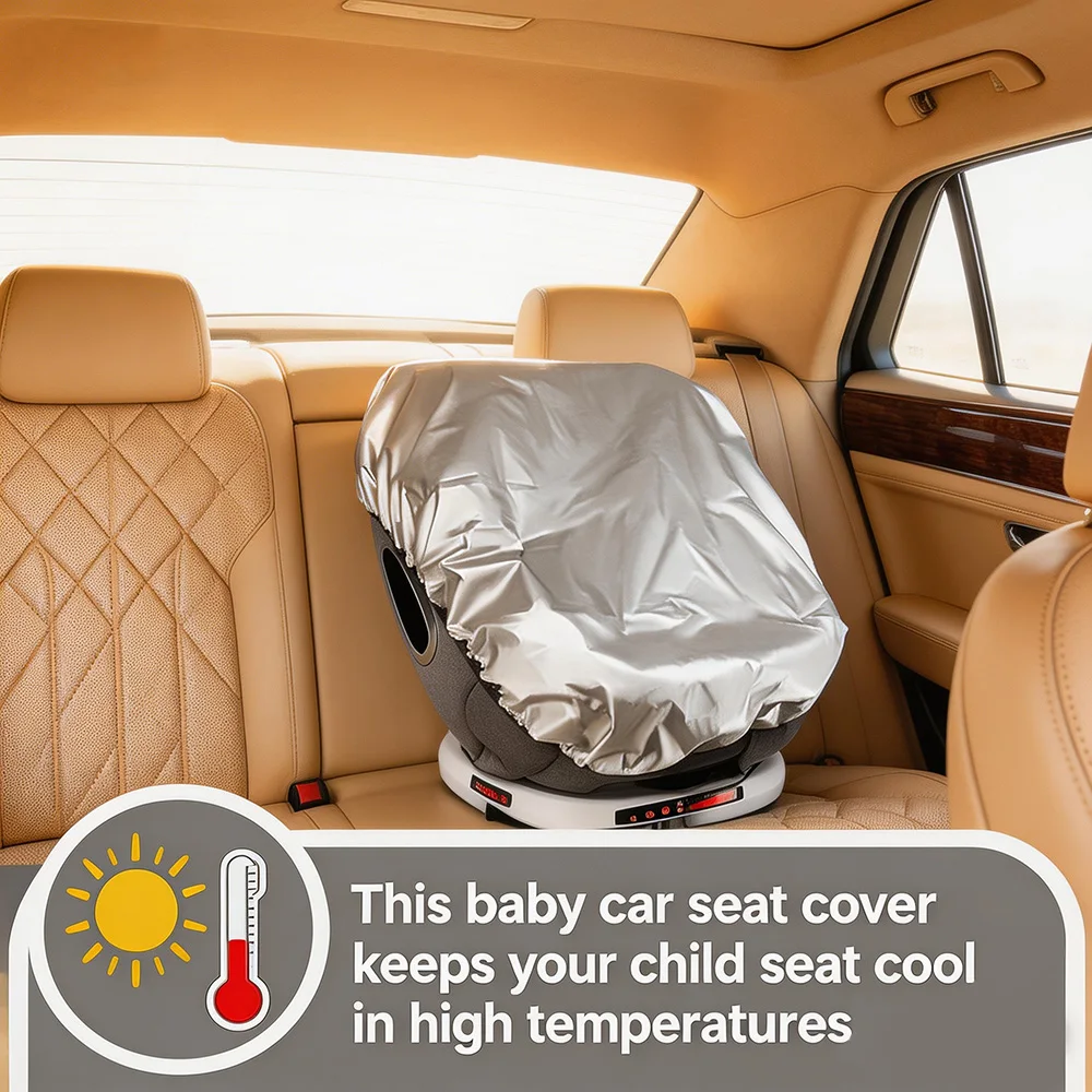 Baby Car Seat Sun Shade Cover, Infant Car Seat Heat Protector Keeps Your Toddler Baby Seat Cool, Blocks Out Heat & Sun UV Co