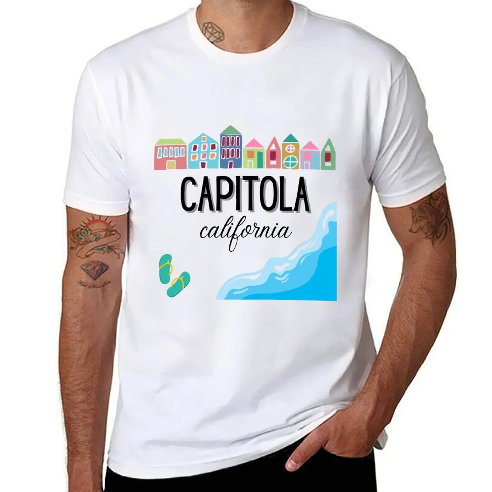 Capitola Santa Cruz California Colorful Beach Houses T-Shirt plus sizes new gifts and t-shirts mens t shirt