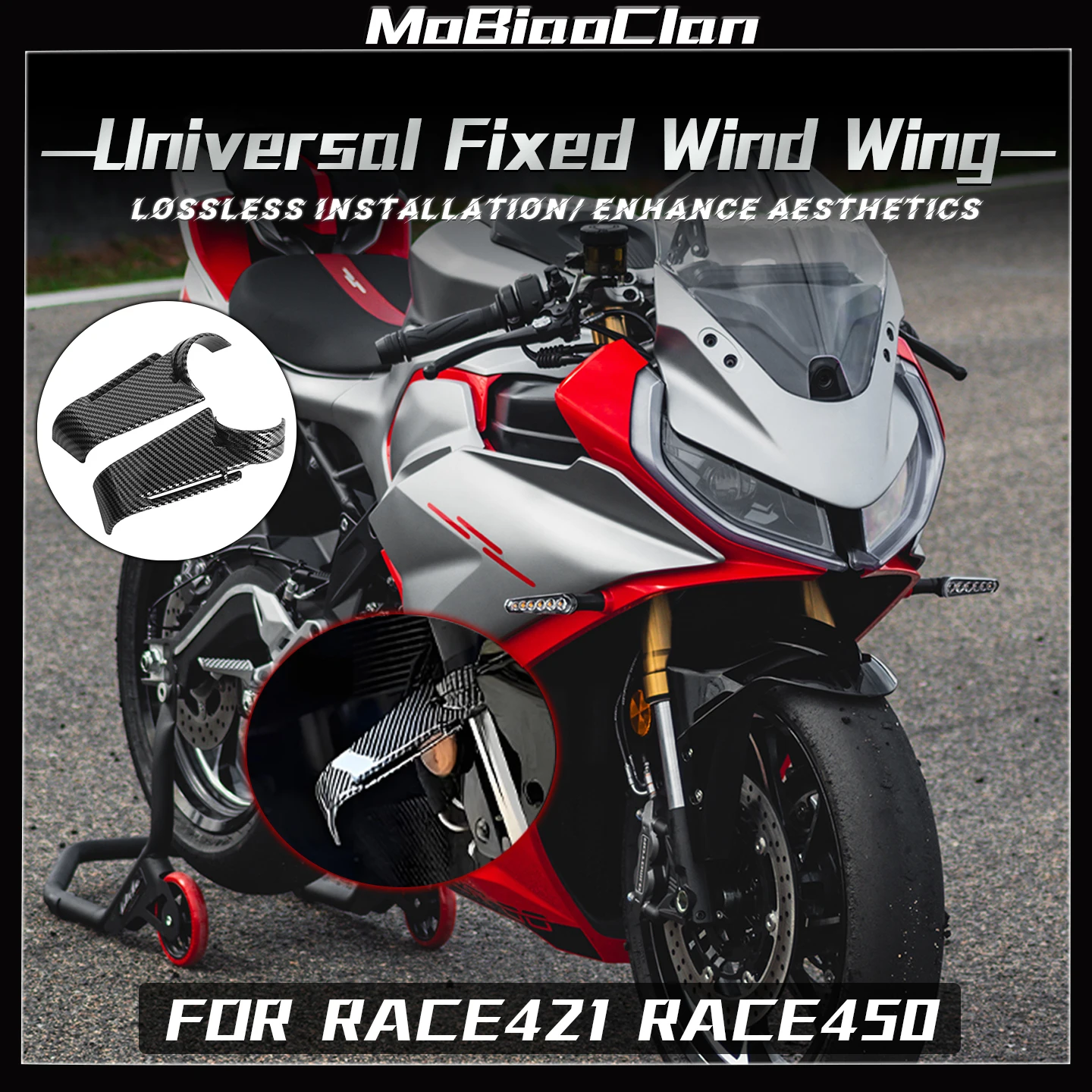 

For QJMOTOR Race421 Race 421 RACE 450 Race450 shock-absorbing fixed wing side wing guide plate motorcycle universal fixed wing