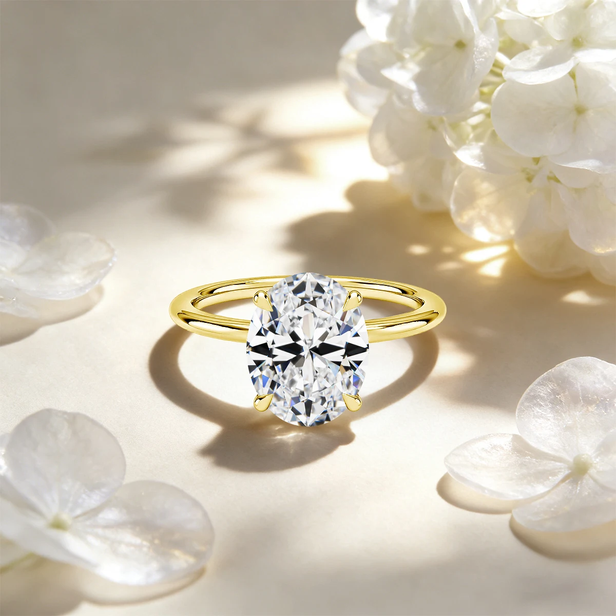 3ct Oval Moissanite Engagement Ring AU585 14K Gold Filled Solitaire Moissanite Diamond Wedding Promise Rings for Women Jewelry