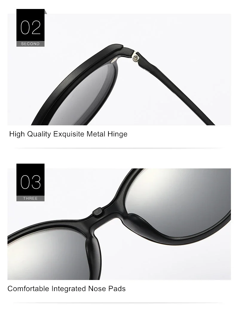Magnet Clip Sonnenbrillen Und Brillen Set Myopie-0,5 Zu-10 Männer Frauen Mode Runde Rahmen Kurzsichtig Brille f232 – Detail 26