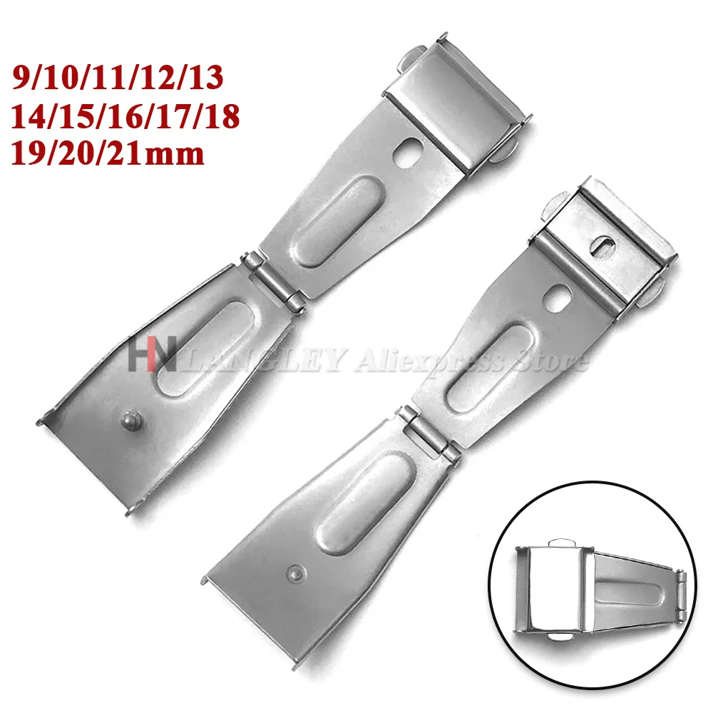 Stainless Steel Folding Buckle 9/10/11/12/13/14/15/16/18/19/20/21mm Leather Rubber Strap Buckle Solid Butterfly Clasp Accessory