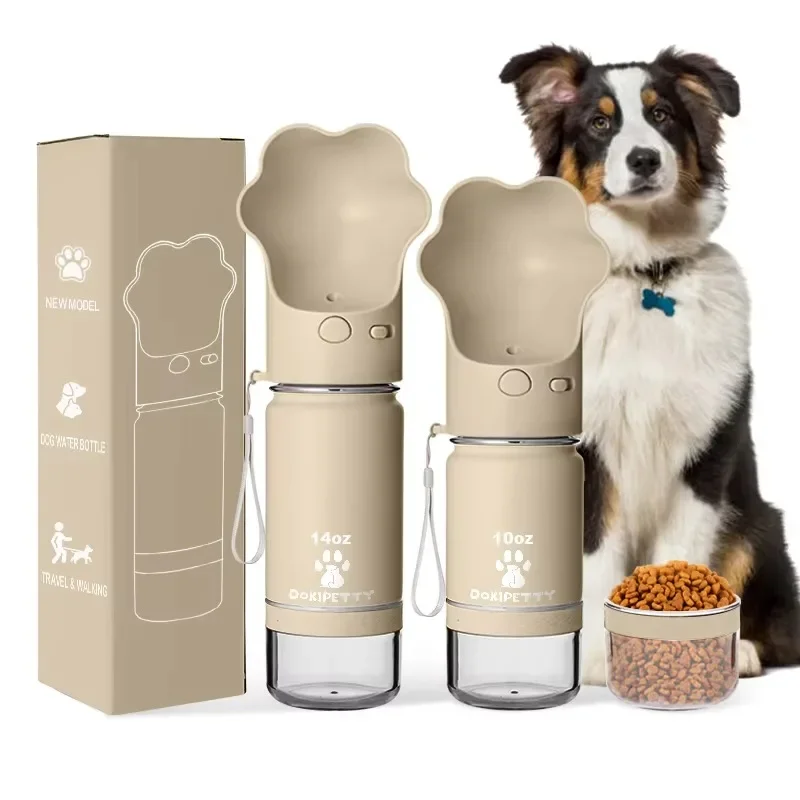 

14 oz Pet Feeder Insulated Stainless Steel Dog Travel Water Bottle with Storage Bowl