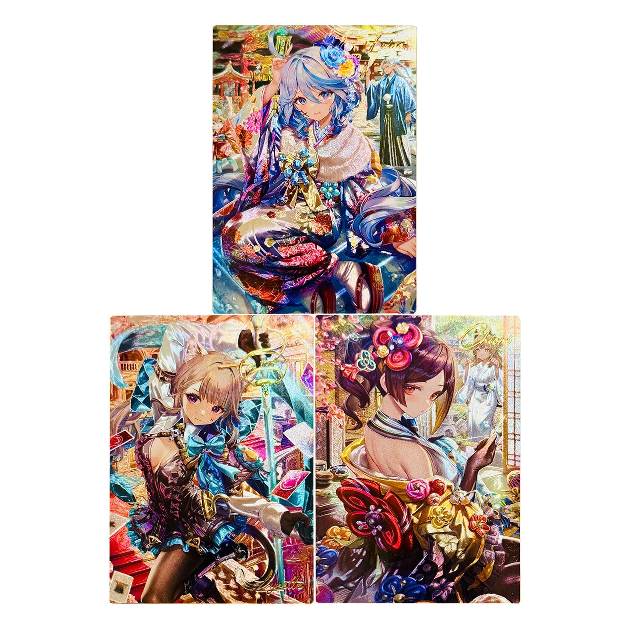 3 قطعة/المجموعة Diy بها بنفسك الذاتي Genshin تأثير Yoimiya جمع بطاقة اللون فلاش الساخن ختم Furina أنيمي بطاقات دمى هدايا