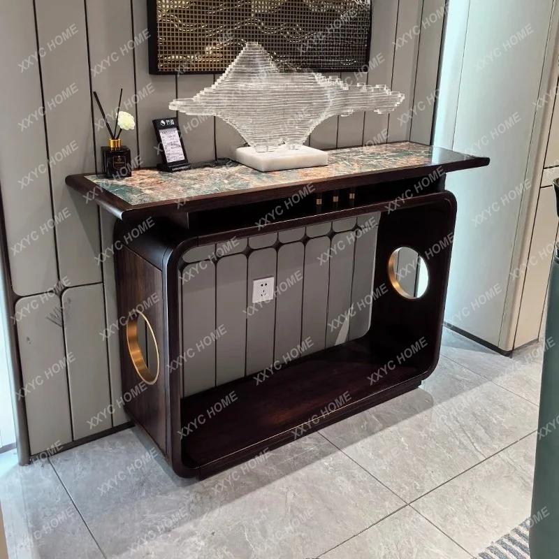 

Lsolid wood entrance table, entrance table, light luxury entrance hall decorative cabinet, living room rock slab display table