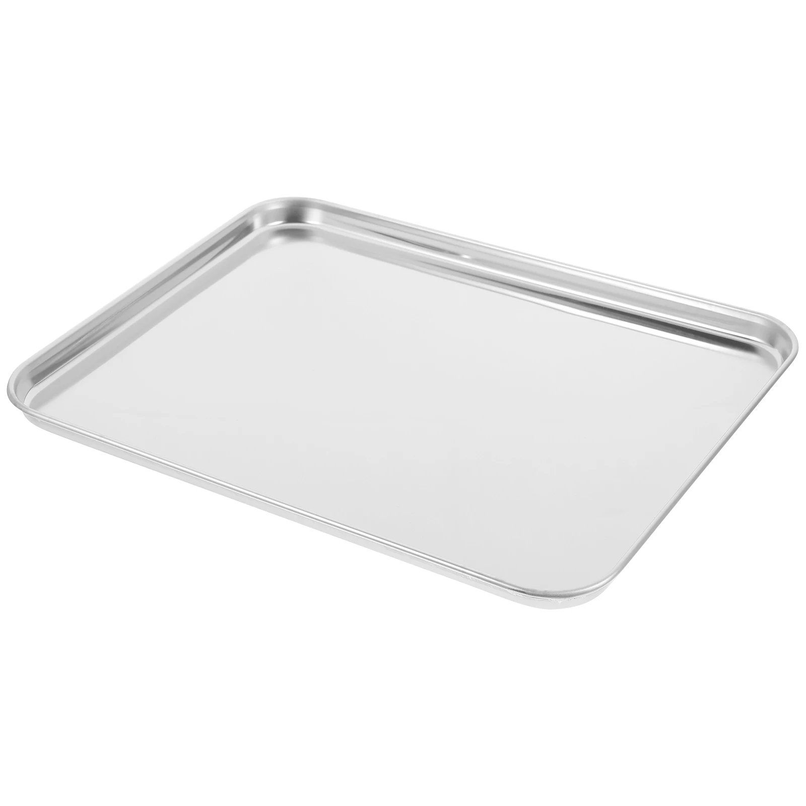 

1pc Stainless Steel Rectangular Baking Tray Flat Bottom Steaming Plate For Bbq Restaurant Home Use Large Food Container Kitchen