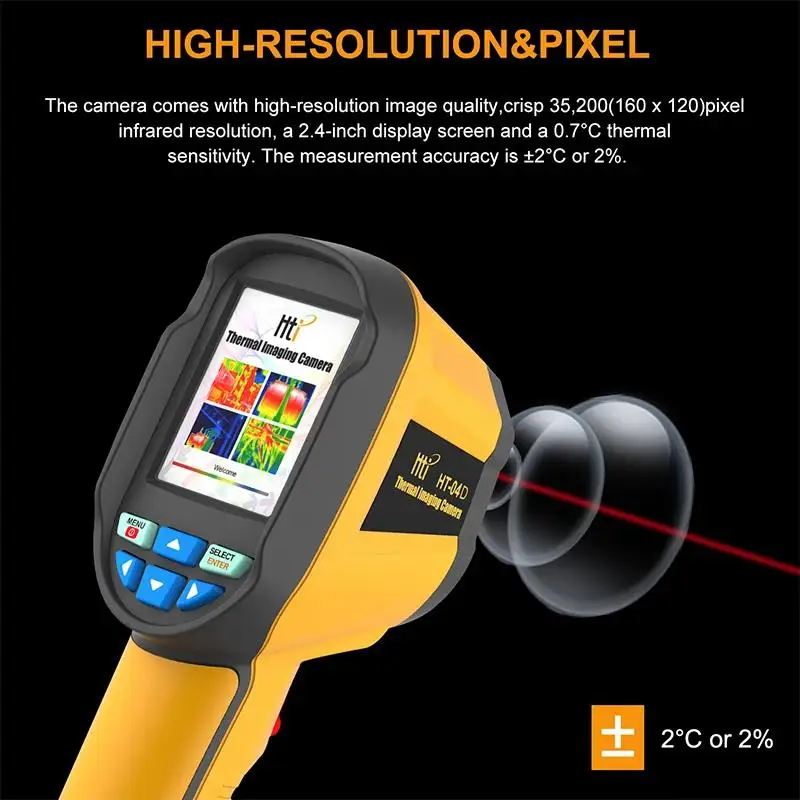 HTI HT-04D 160*120 Pixels Infrared Thermal Imager -20°C~550°C Temperature Detect Floor Heating Repair Thermal Imaging Camera