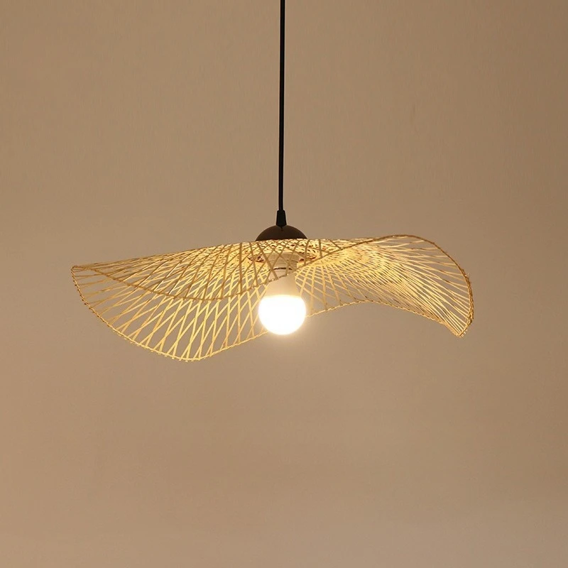 Vintage Handmade Rattan Pendant Lamp Woven Chandelier for Dining Room Bedroom Restaurant Bamboo Pendant Light