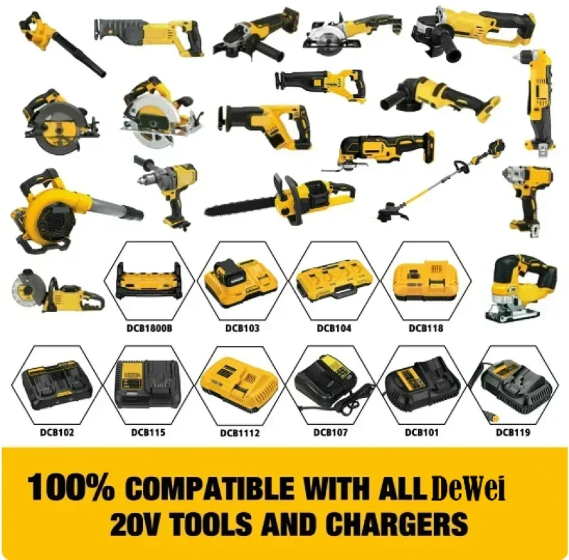 For Dewalt 20V Tools Battery 5.0/6.0Ah DCB200 DCB184 DCB181 for DeWalt MAX electric tool Accessories Lithium batteries Replace