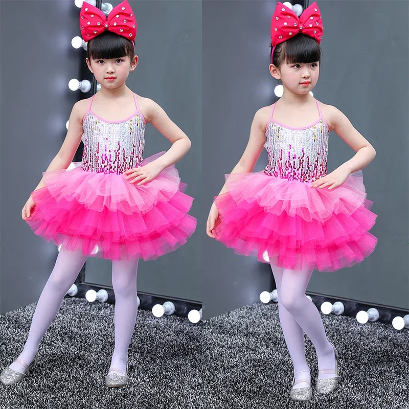 زي رقص حديث بالترتر للفتيات ، تنورة الأميرة توتو للأطفال ، أداء مسرحي لرياض الأطفال ، رقص مشي