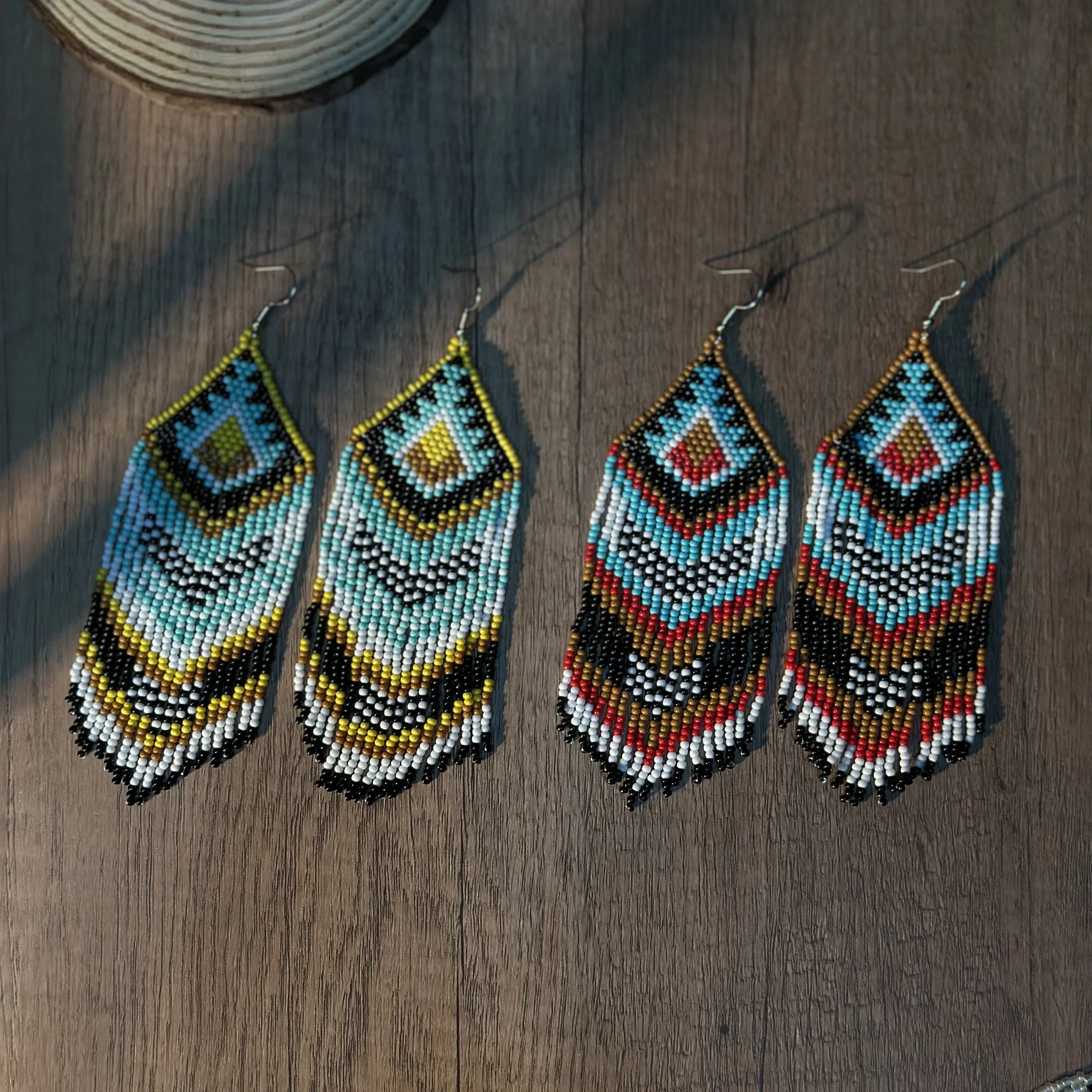 Bohemian style geometric tassel earrings tribal style earrings