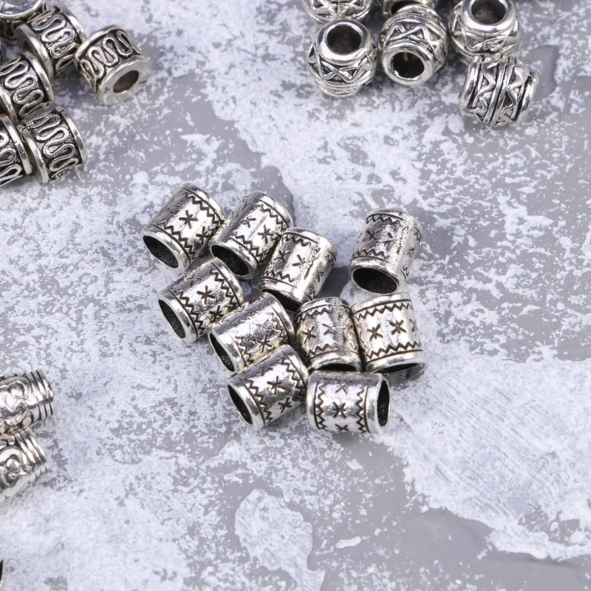 

60Pcs Dreadlocks Hair Cuffs Alloy Engraved Braiding Beads Decorative Hair Accessories Braid Rings for Festival Party DIY Jewelry