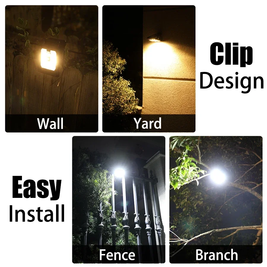 Clip Sensor Solar Light Super Bright Lighting USB Charging Outdoor Lamp Plant lighting for Camping Patio Yard Summer Garden Deco