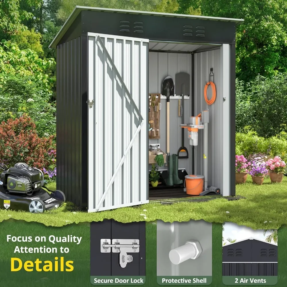 4.5x2.5 FT Outdoor Storage Shed, Large Garden Shed with Updated Frame Structure and Lockable Doors