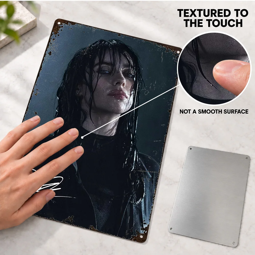 Billie Eilish Aluminum Poster Customized Metal Sign Color Portrait Photography Wall Art For Listening Room Music Enthusiast Gift