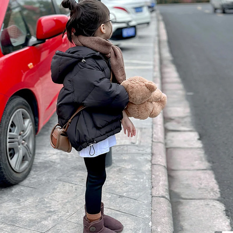 Baby Girls Down Coats Kids Autumn Winter Hooded Outerwear Thickened Warm Children Cotton Jackets New Infant Lightweight Clothing
