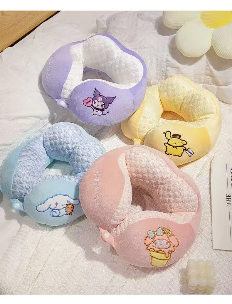 

1/4PCS Melody Yugui Dog Kurumi Pudding U-Shaped Pillow Summer Ice Bean Travel Pillow for Women Gift