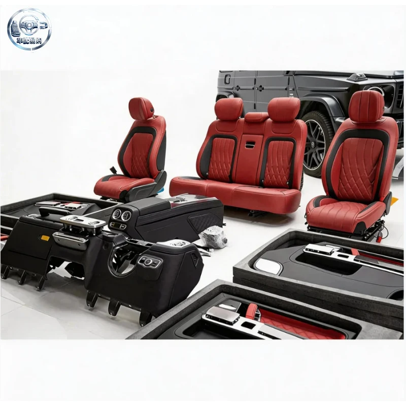 Luxury Leather Interior for W463 Gclass 2002-2018 Upgrade to W464 2019+ LHD SteeringWheel Dashboard Console DoorPanel Seat-cover