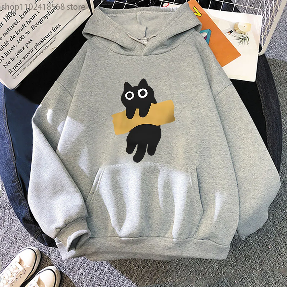 Siblings Sweatshirt The Moon Blue Cat Fun Print Hoodies Cartoon Clothing Siblings Clothing Long Sleeve Winter Spring Pullovers
