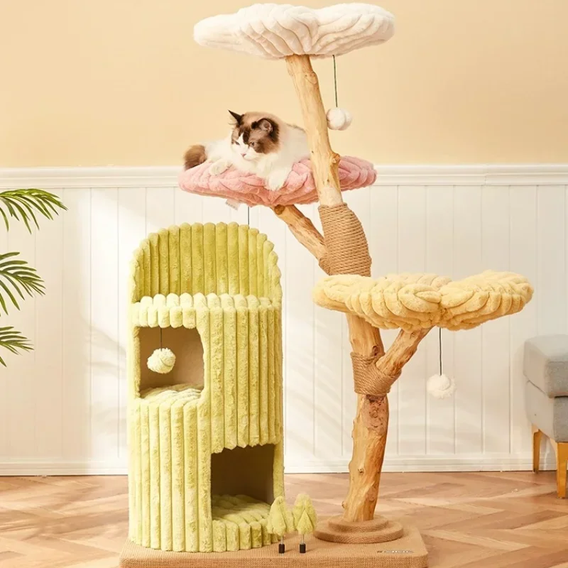 Meow want tree removable solid wood cat climbing frame  jumping platform  tree cat scratching board cat nest  toy grinding claws