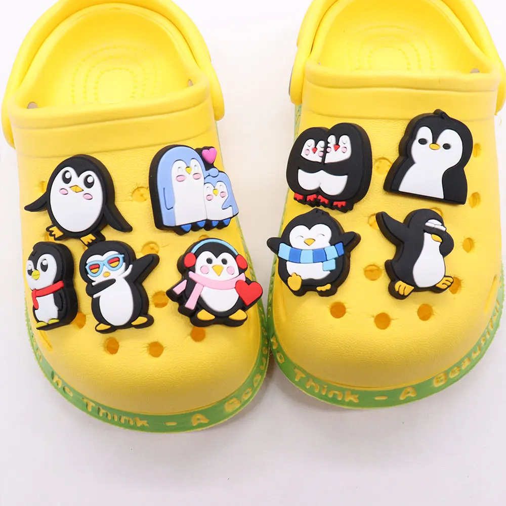 1-9Pcs Various Lovely Penguins PVC Shoe Buckle Charms Animals Slipper Decorations DIY Children Birthday Gift