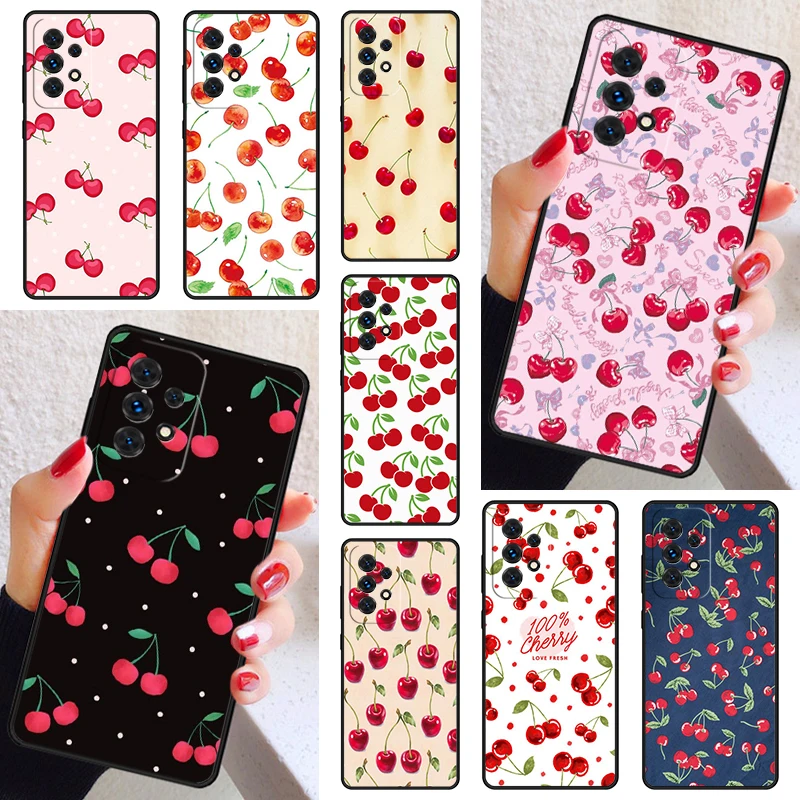 Food fruit red Cherry Phone Case Cover For Samsung Galaxy A52 A72 A73 A20e A21S A50 A70 A11 A12 A42 A31 A40 A51 A71 A32 A80 A91