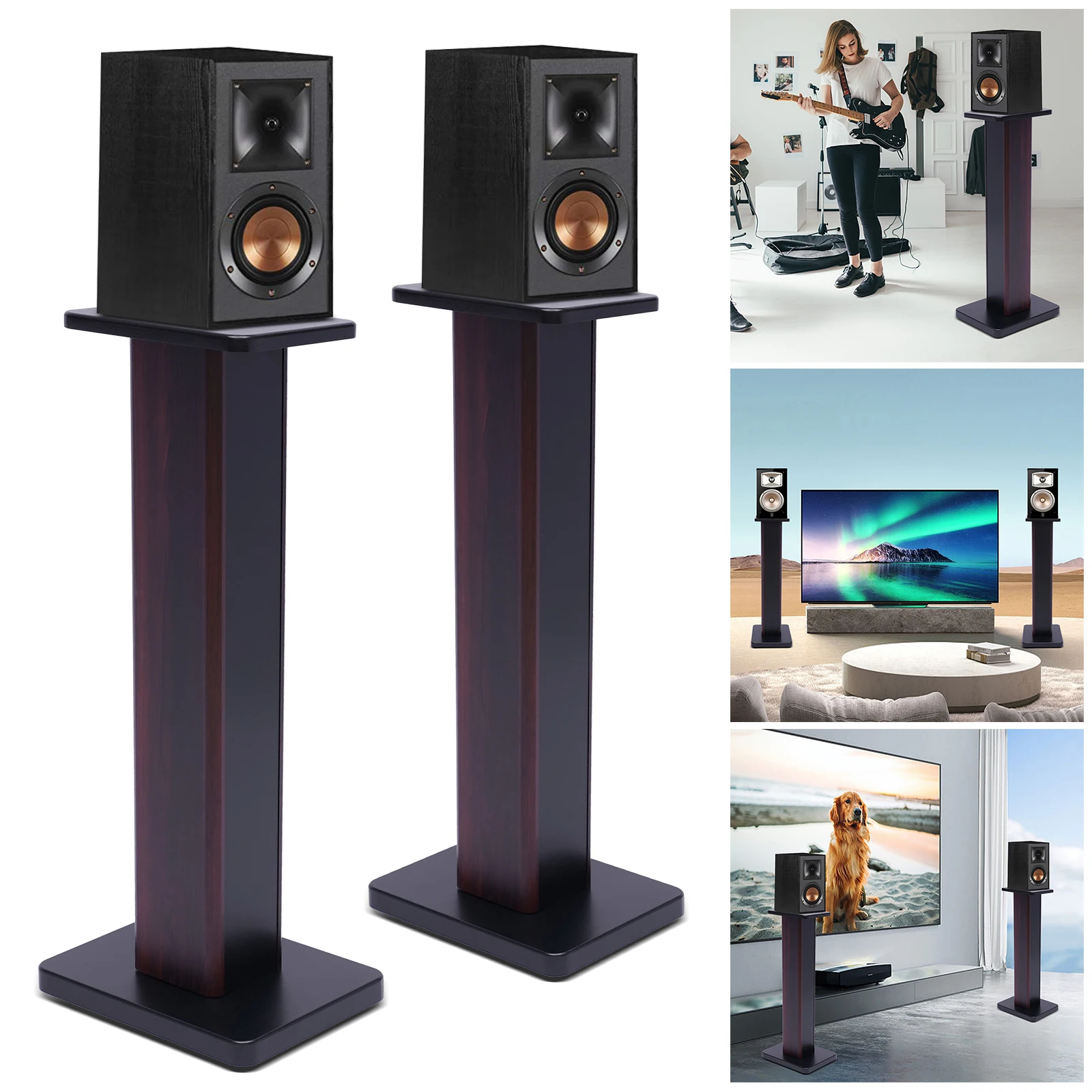 

Pair of Universal Speaker Stand H28in Bookshelf Holder Floor Standing for Surround Sound Studio Monitor Home Theater Living Room