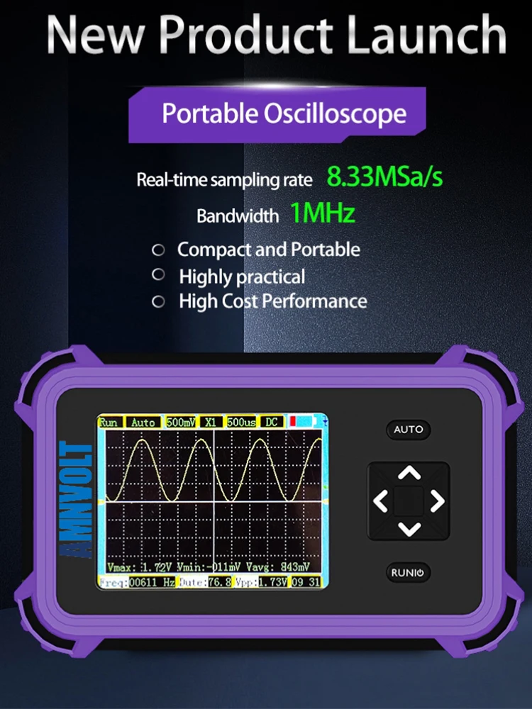 PDS833 High-Performance Pocket Digital Oscilloscope - 8.33Msa/s Sampling Rate, 1MHz Bandwidth, 2.8