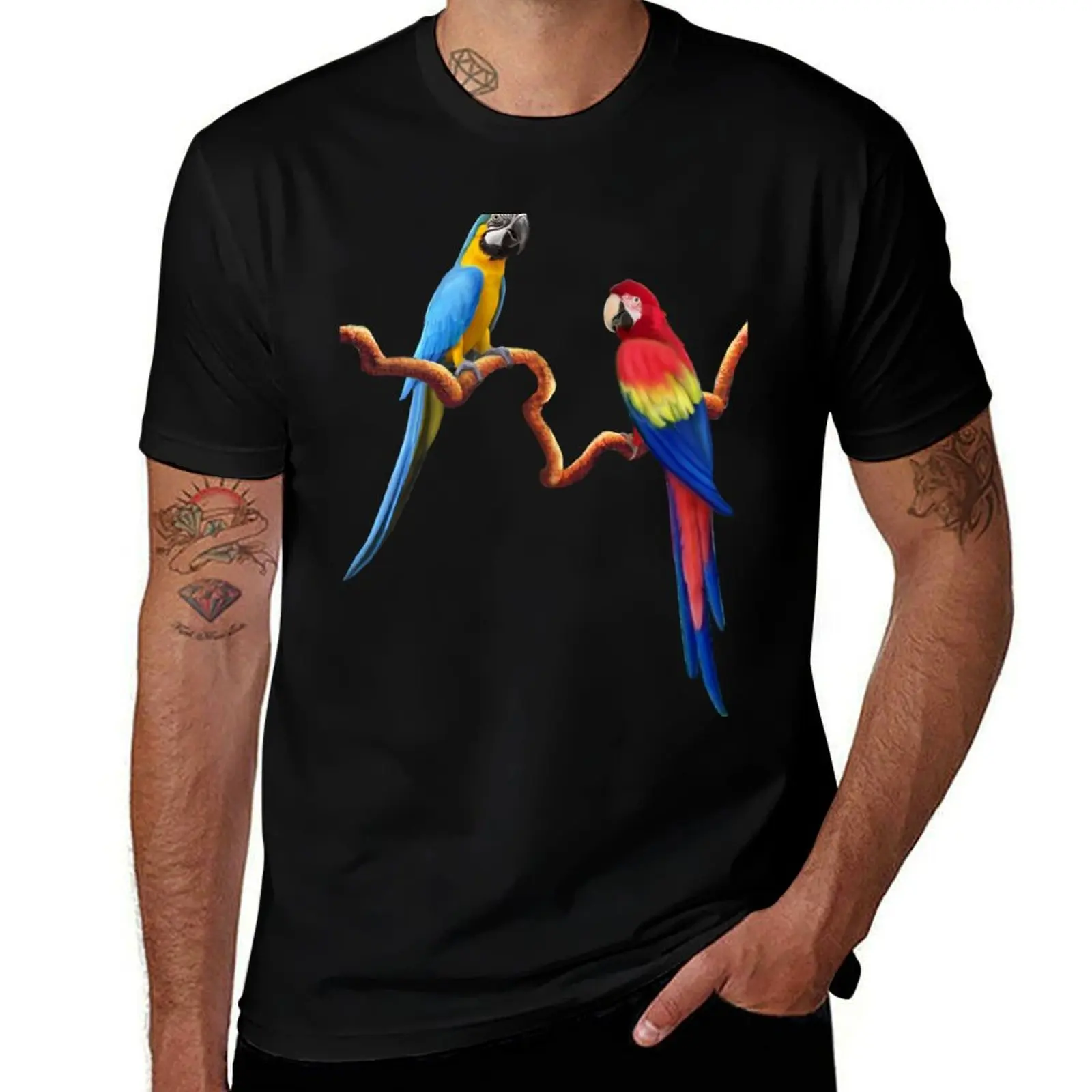 MACAW TROPICAL PARROTS T-Shirt man clothes plus sizes Men's t shirts