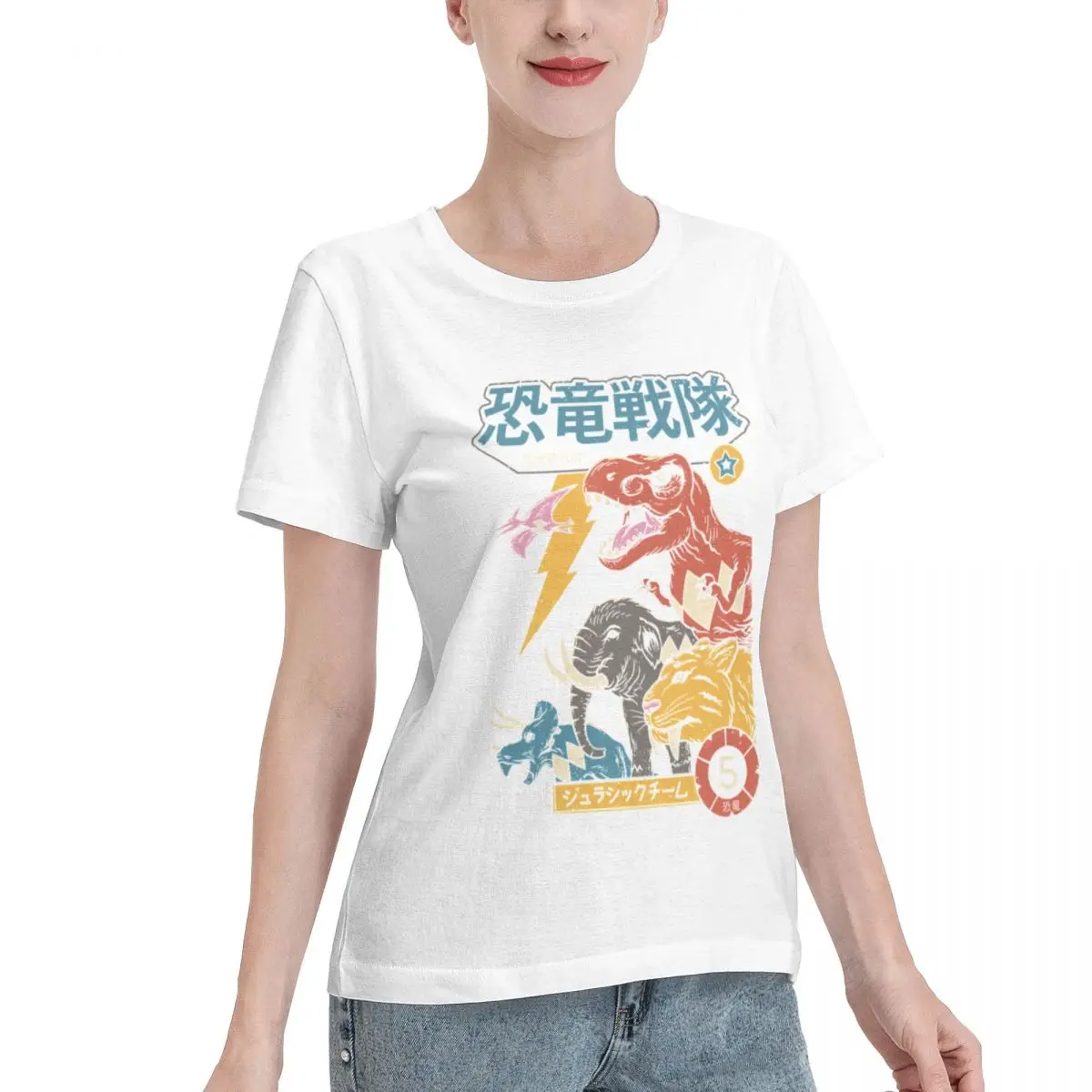 Quick Dispatch Dino Sentai Women's T-shirt Spring Outfit Blank T Shirt